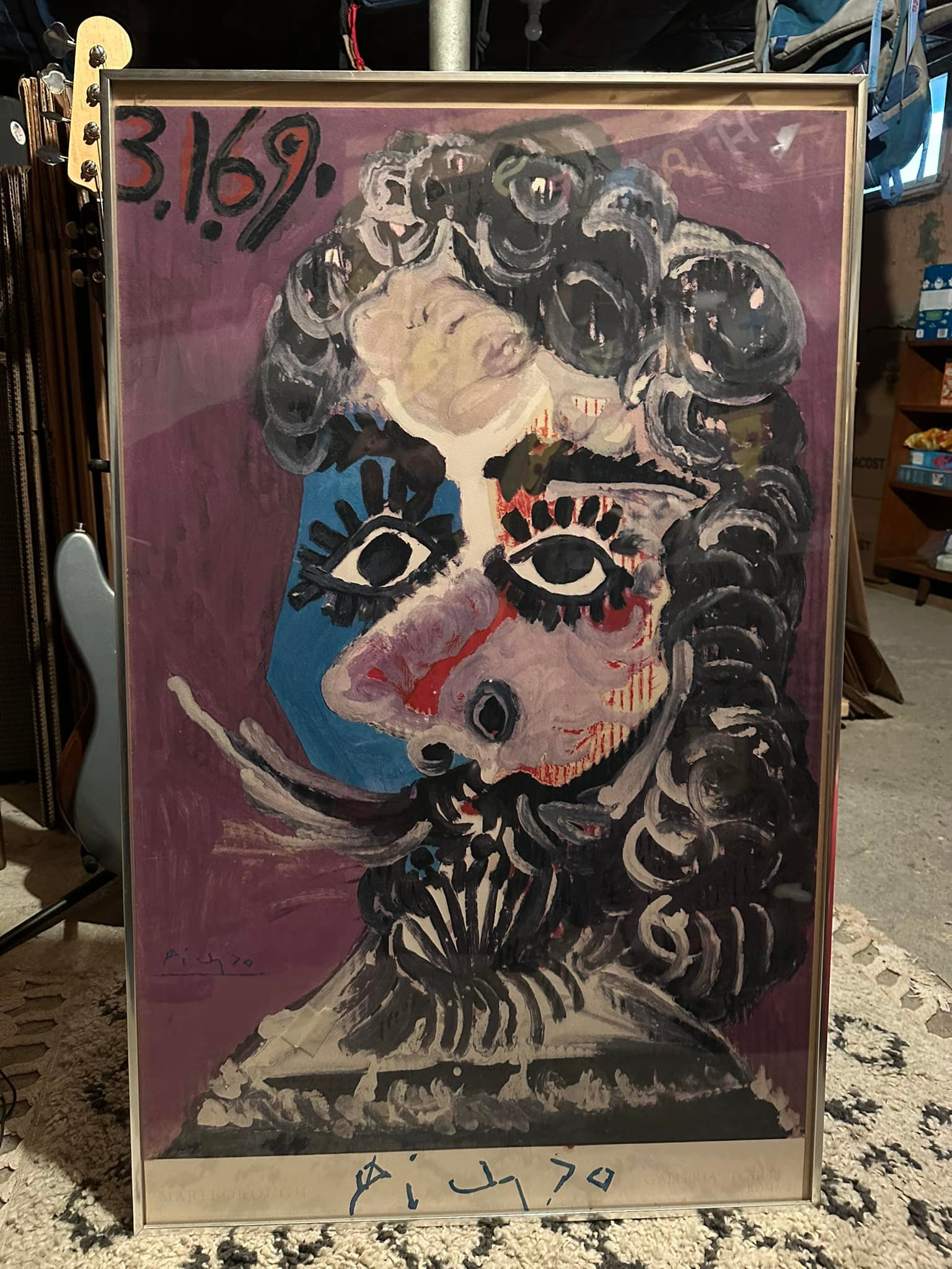 1970 Picasso lithograph show poster from Marlborough Gallery Rome display picture 1