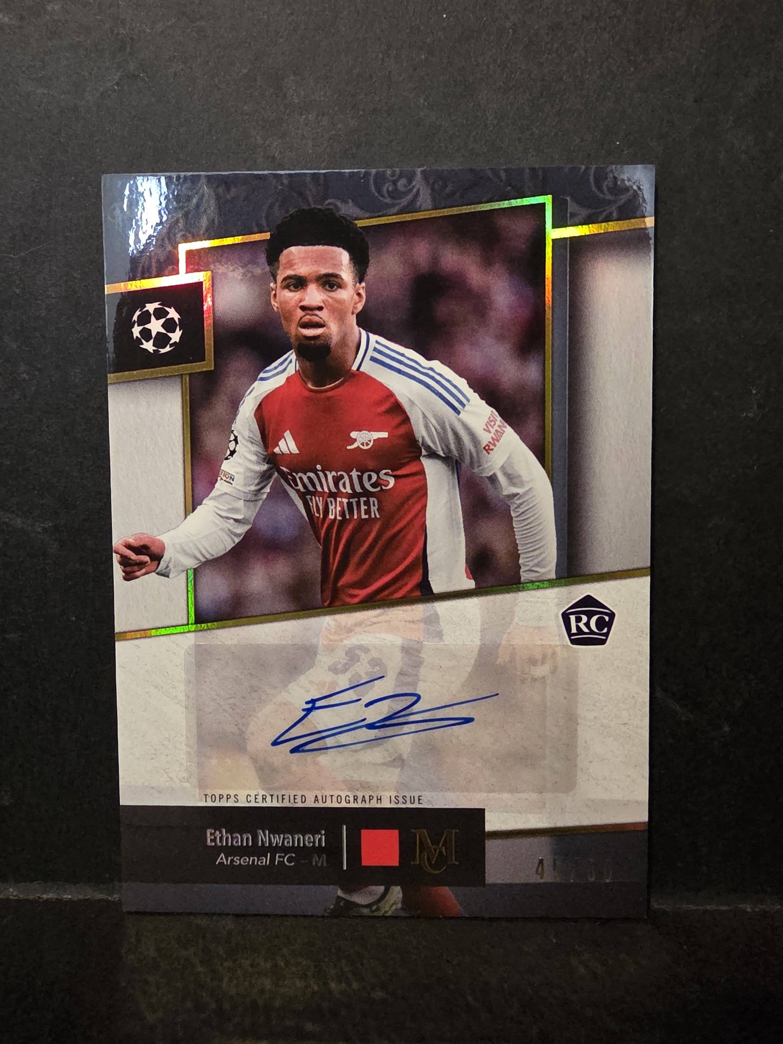 Ethan Nwaneri Arsenal rookie autograph card