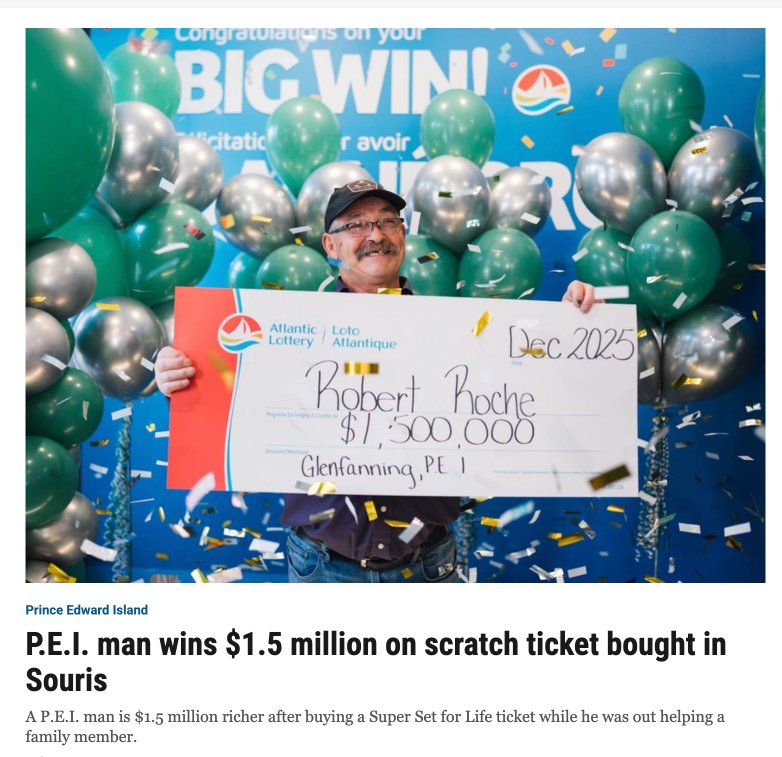 PEI GOOD News only! | **A P.E.I. man is $1.5 million richer after ...