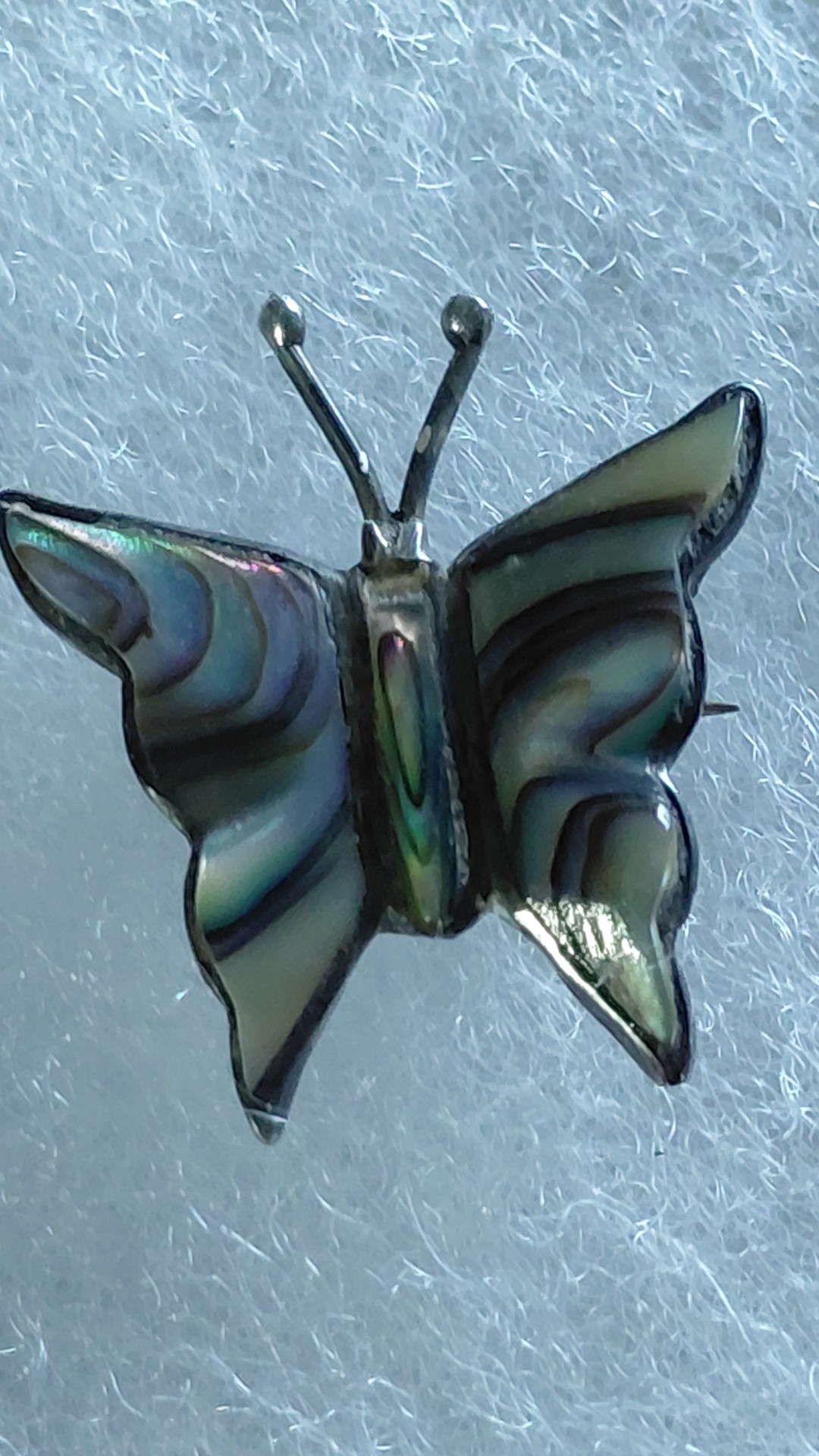 Barrette à Cheveux Vintage En Alpaga Du Mexique - Ornée De Nacre (abalone) Et Onyx Noir