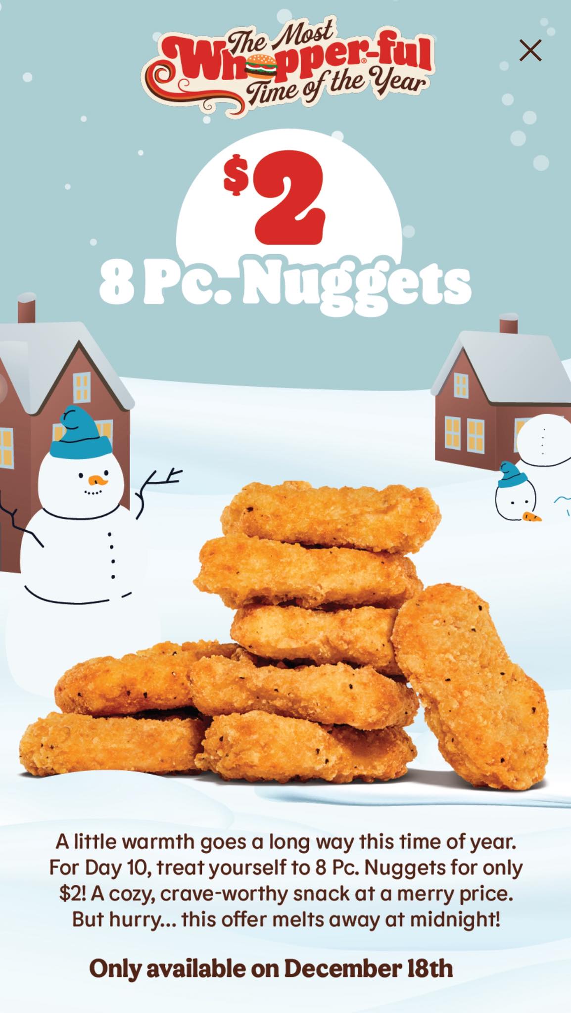 Burger King app - $2 Nuggets (12/18 only)