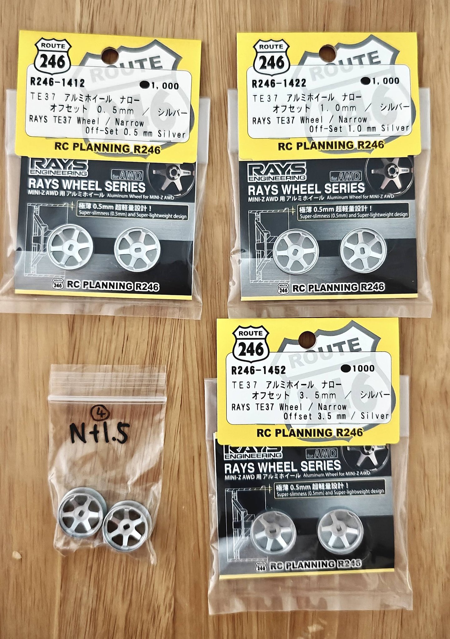 R246 TE37 wheel sets for MINI-Z AWD arrived