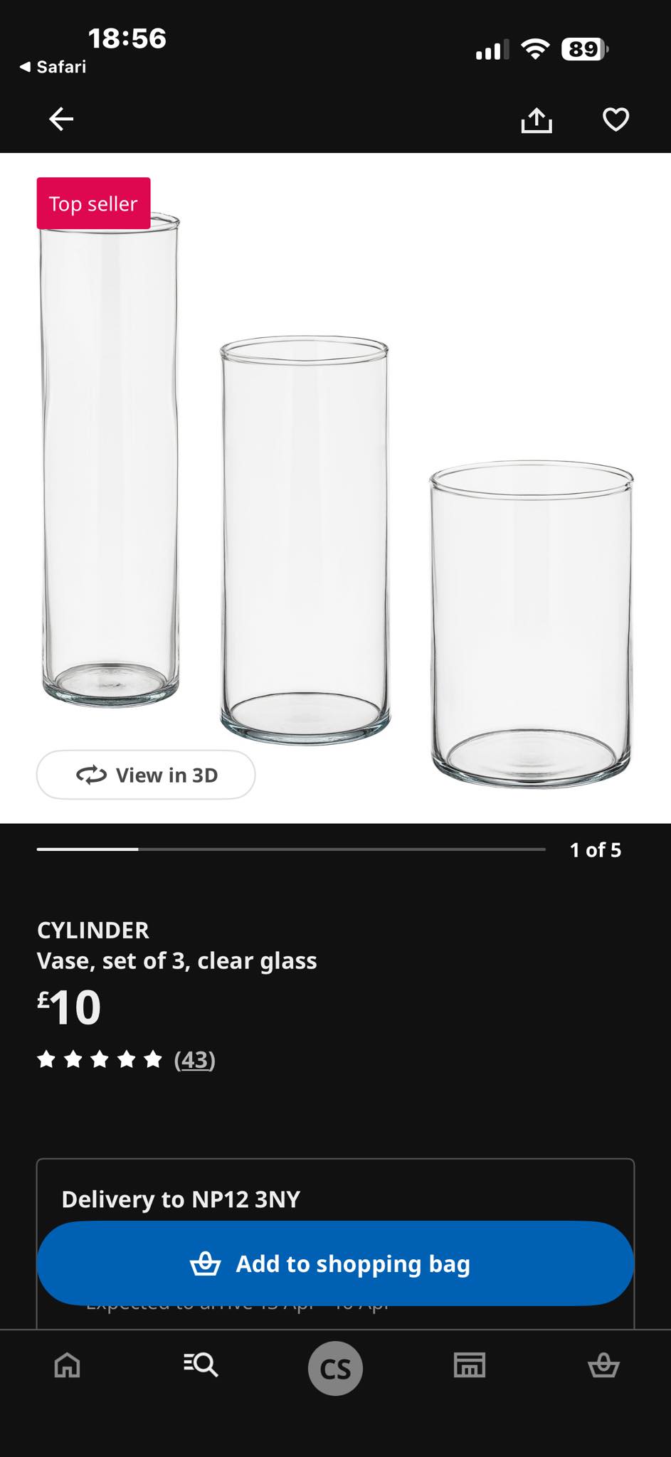 18 sets of ikea cylinder vases (3 in each set)