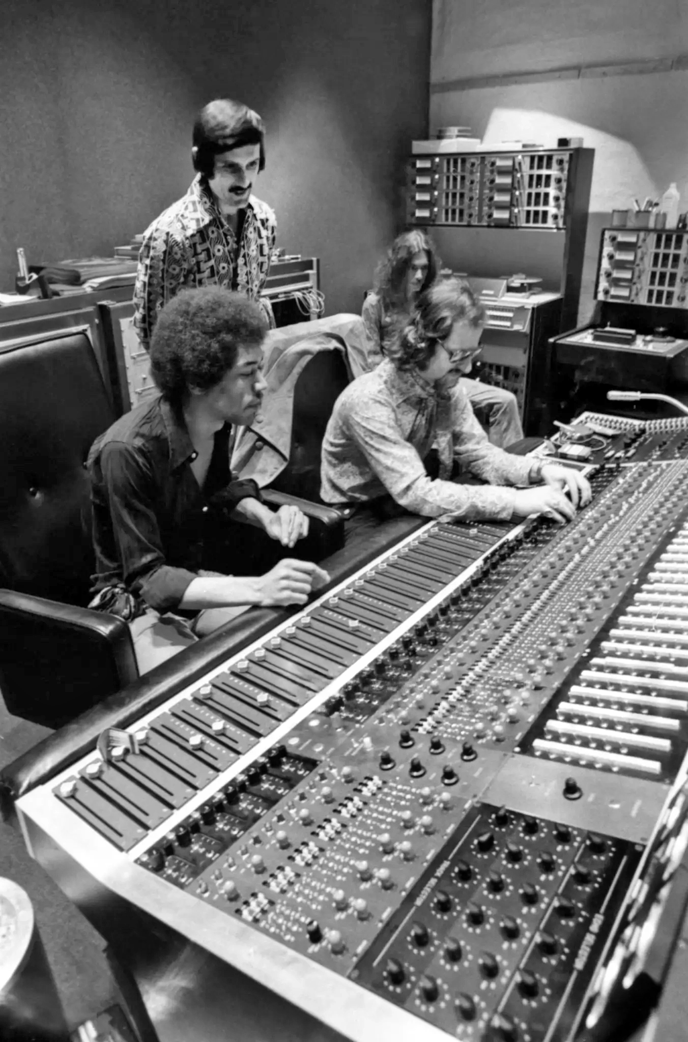 Jimi and Eddie Kramer at Electric Lady Studios in 1970