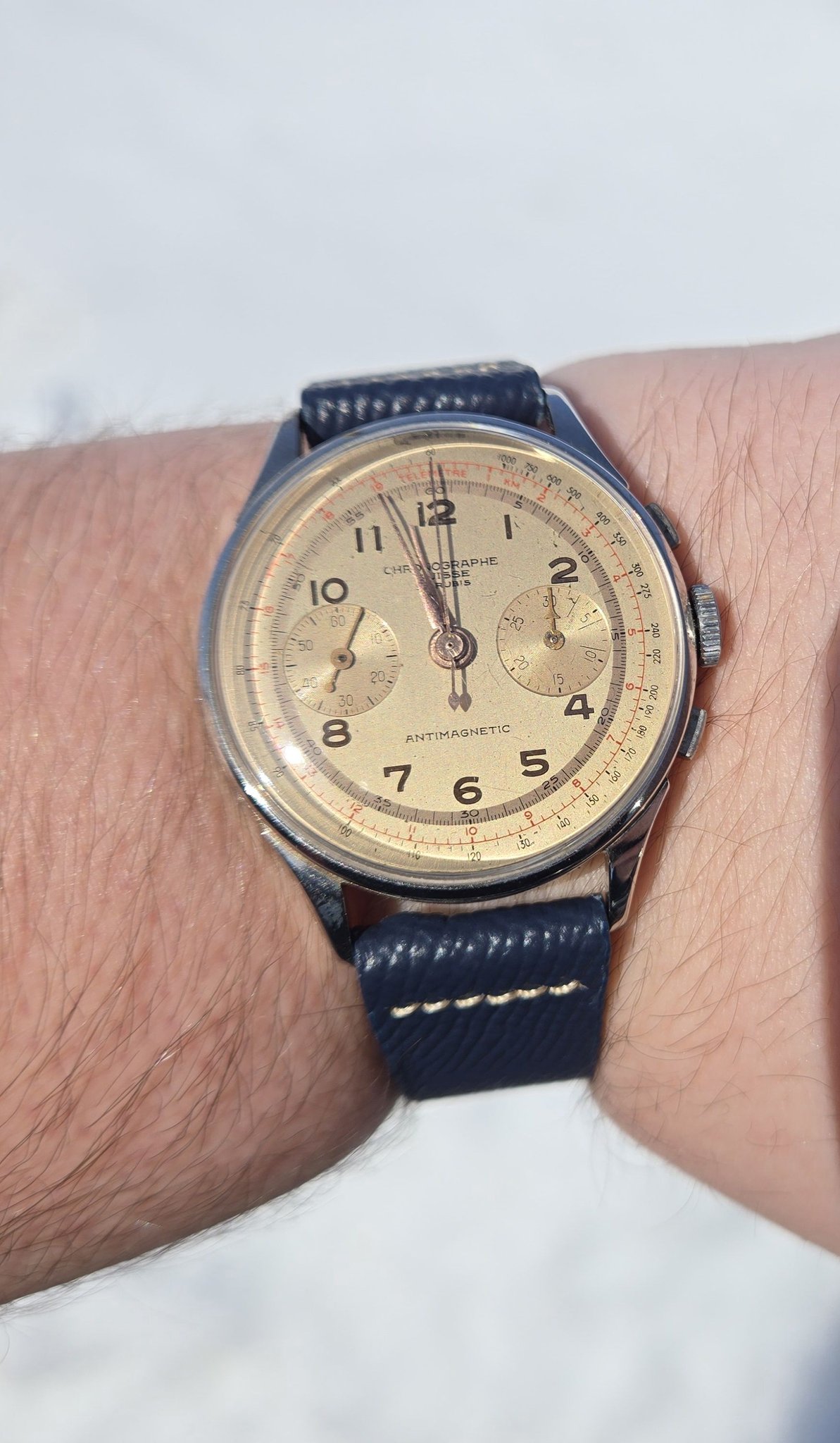 My Norexa chronograph, Swiss made, from the 1950s. It has a