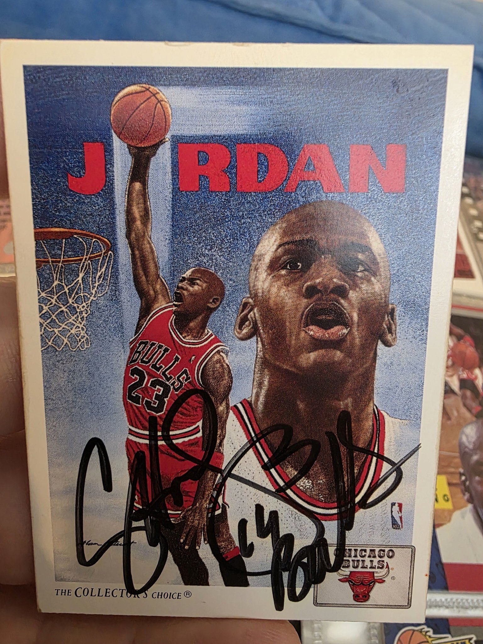 Identify autograph on 91 bulls checklist card