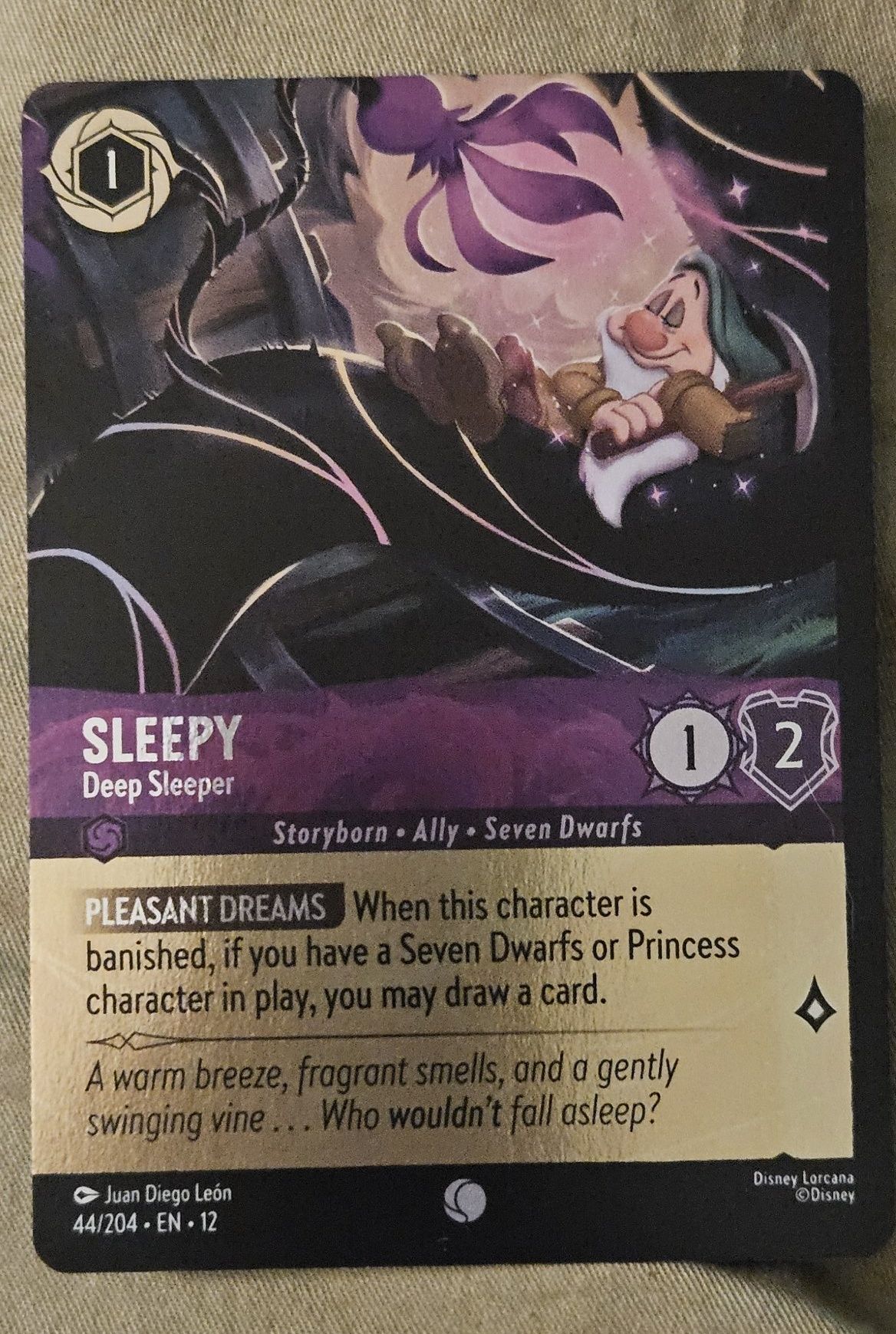 lorcana sleepy card - Whispers in the Well - The Headless Horseman Snow White Cost (Ink)2 Character Version 001-213 Aurora - Dreaming Guardian