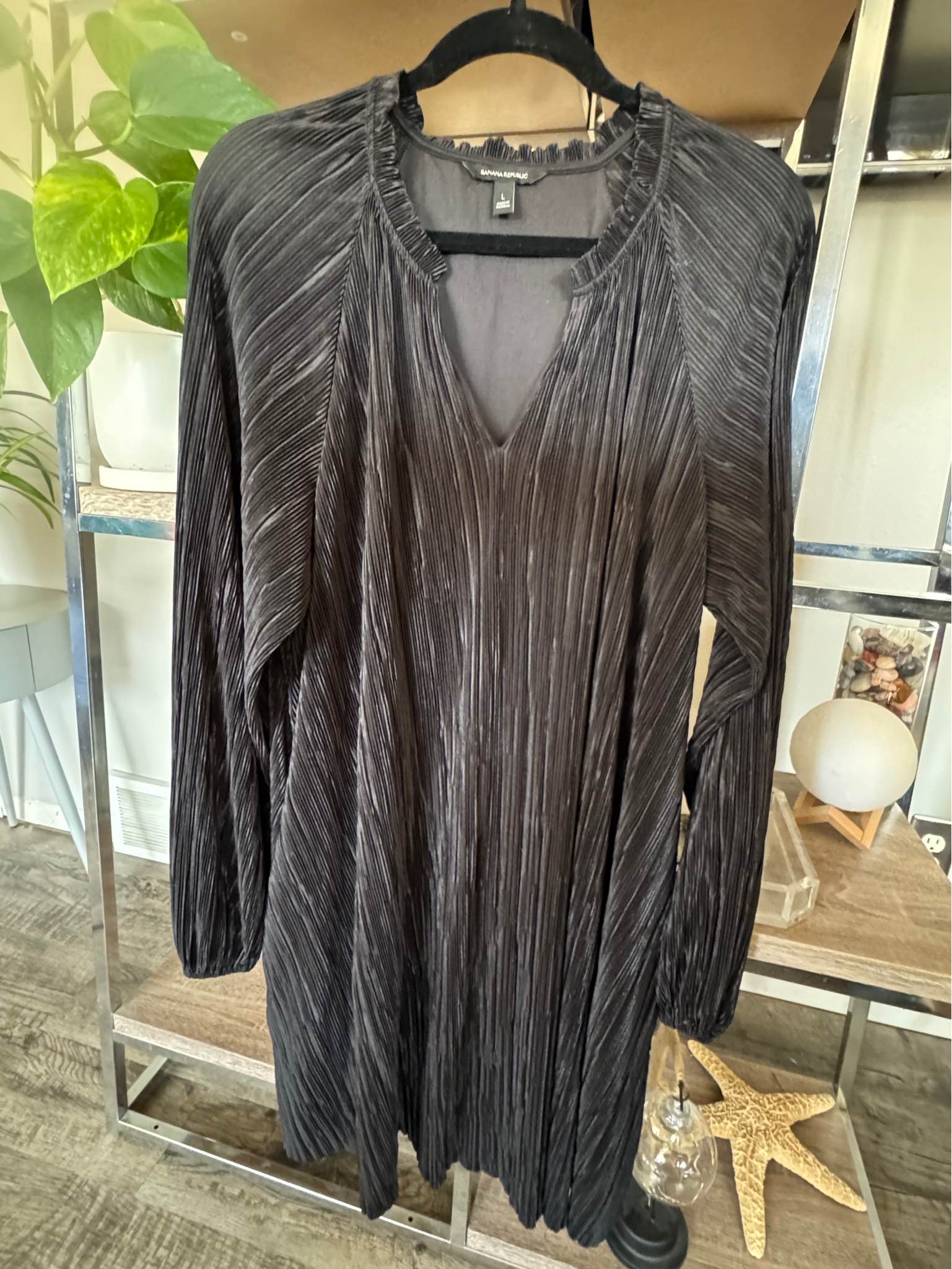 chinese dress ladies Banana Republic | Black Knit Long Sleeve Dress main image 1