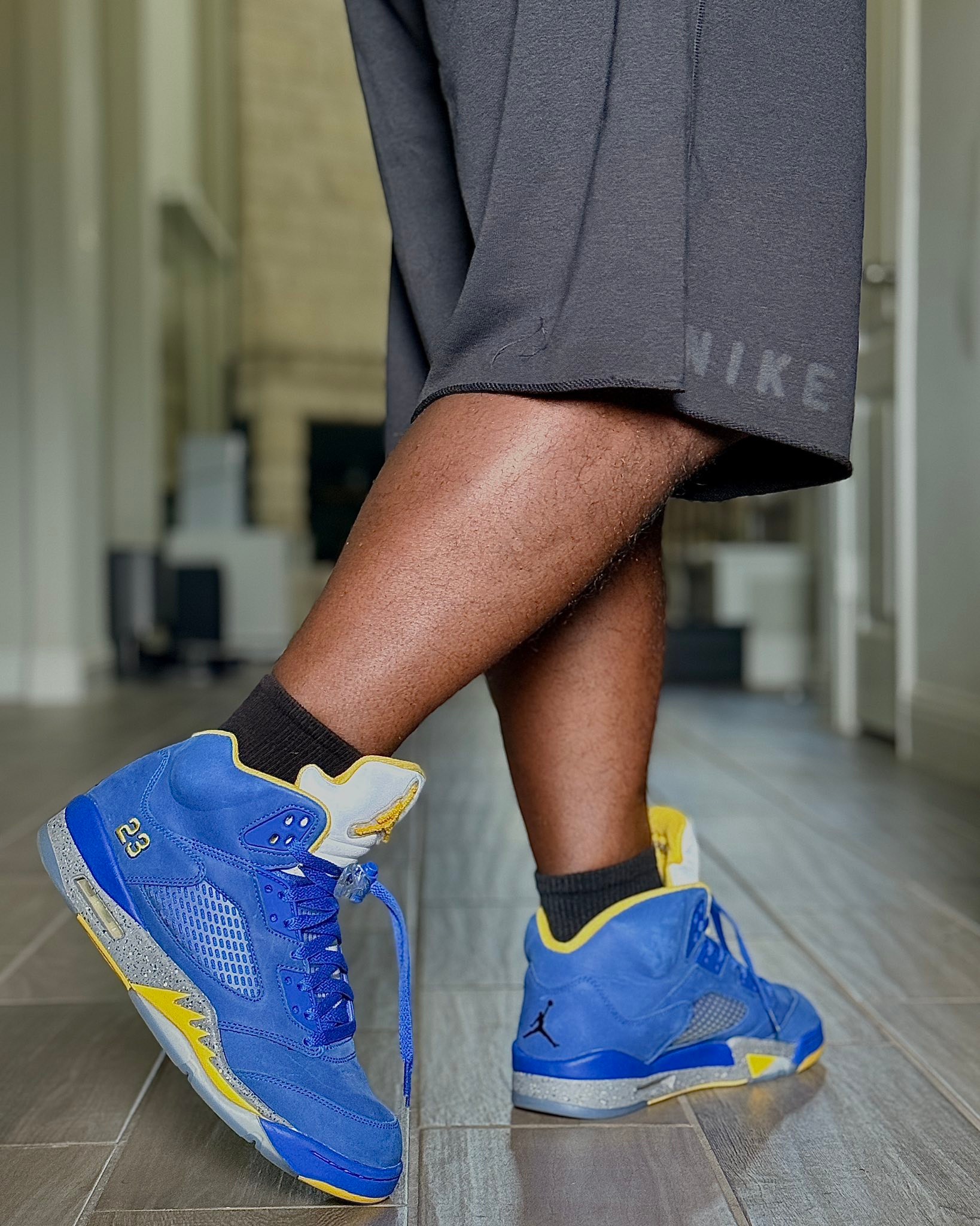 An official look at the Air Jordan 5 “Laney” releasing this month.