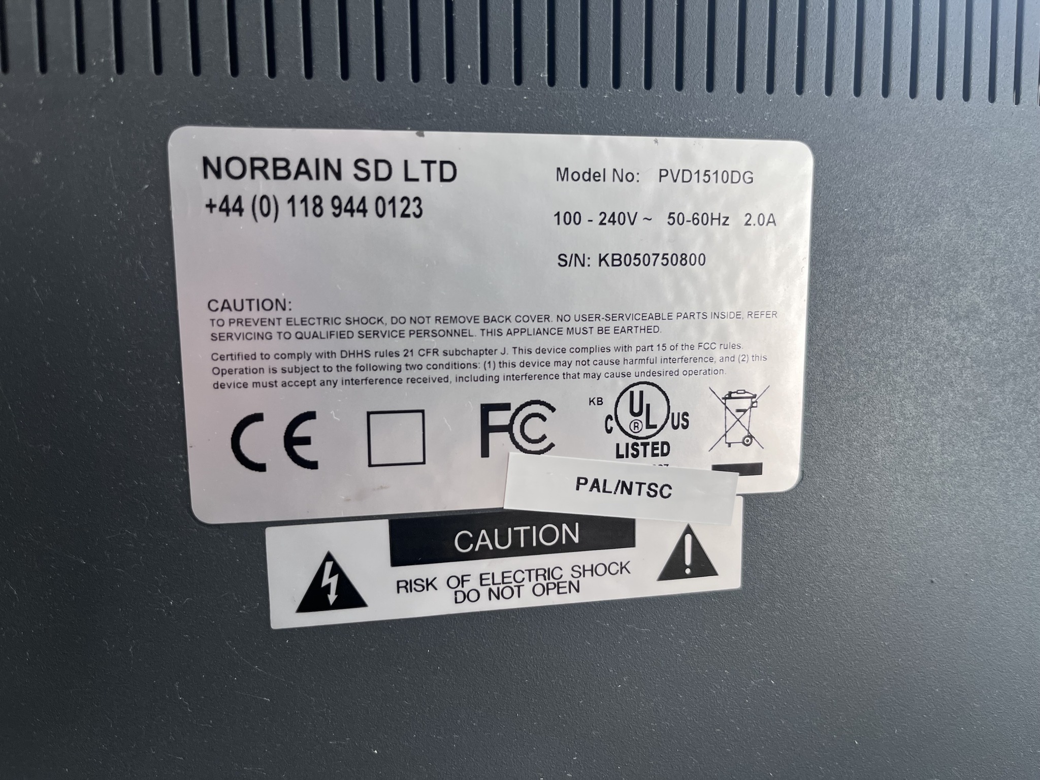 Norbain Vista PVD1510DG CRT Monitor for sale No longer needed so