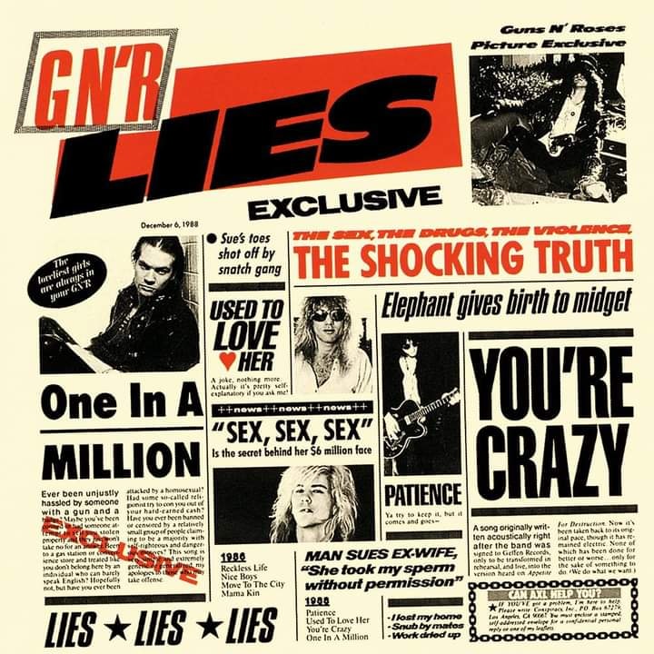 Guns N' Roses G N' R Lies レコード 帯付 On this date in 1988, Guns N' Roses released the album G N' R Lies