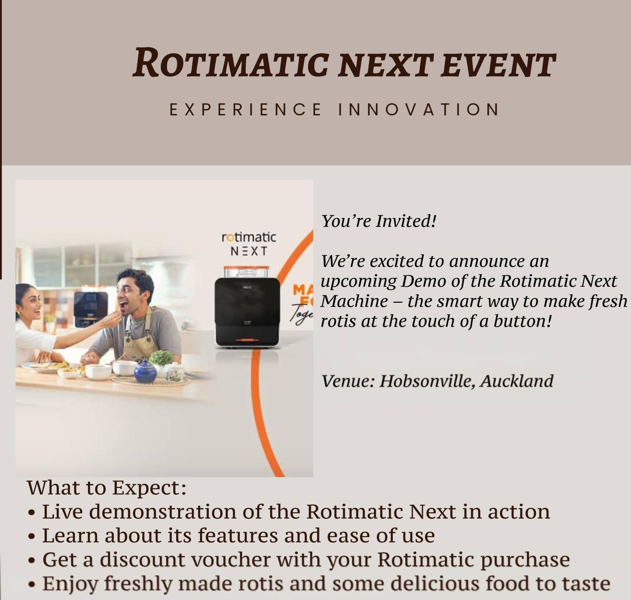 🥳 Rotimatic Next Demo Event in Auckland | Facebook