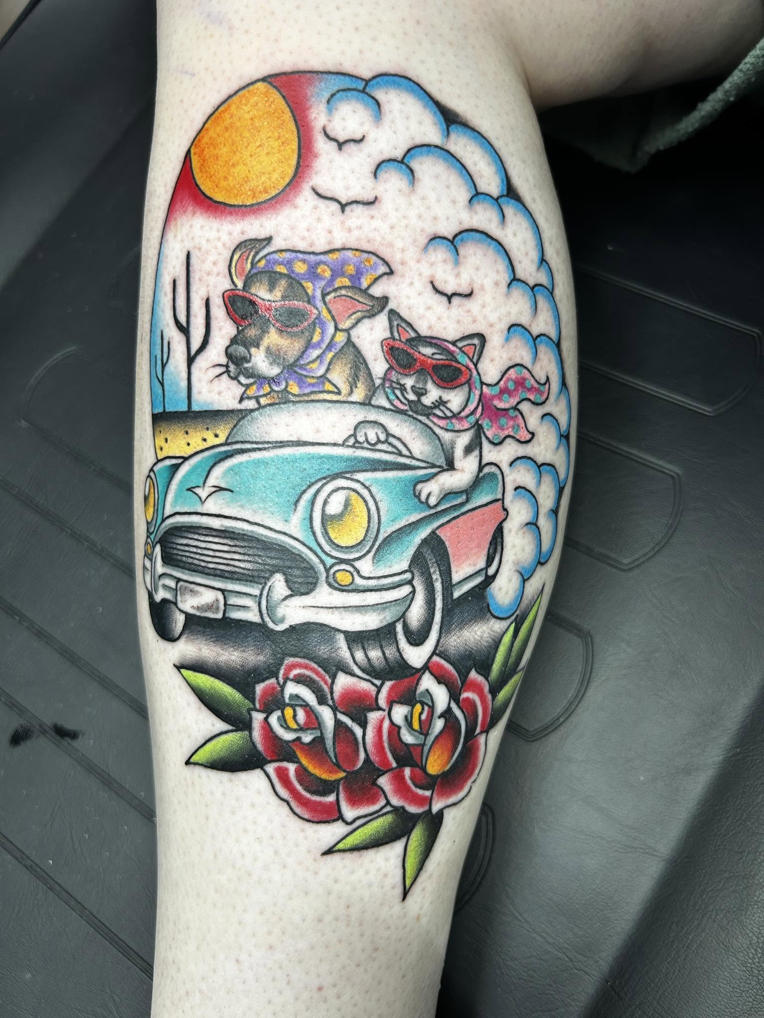 Colorful neo-traditional tattoo by Tyler Saaki at Insidious