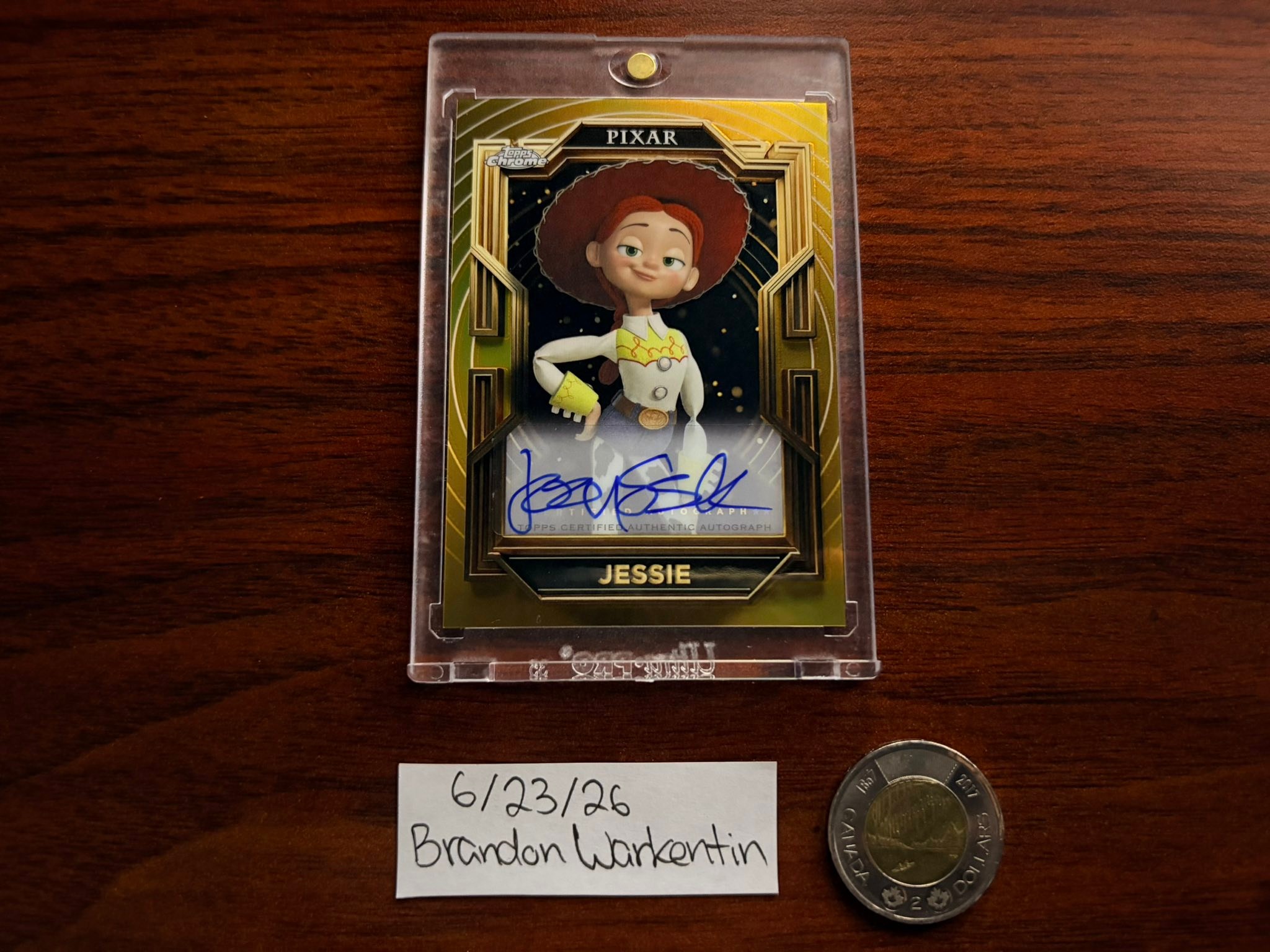 Joan Cusack autograph card on Disney Pixar Toy Story card
