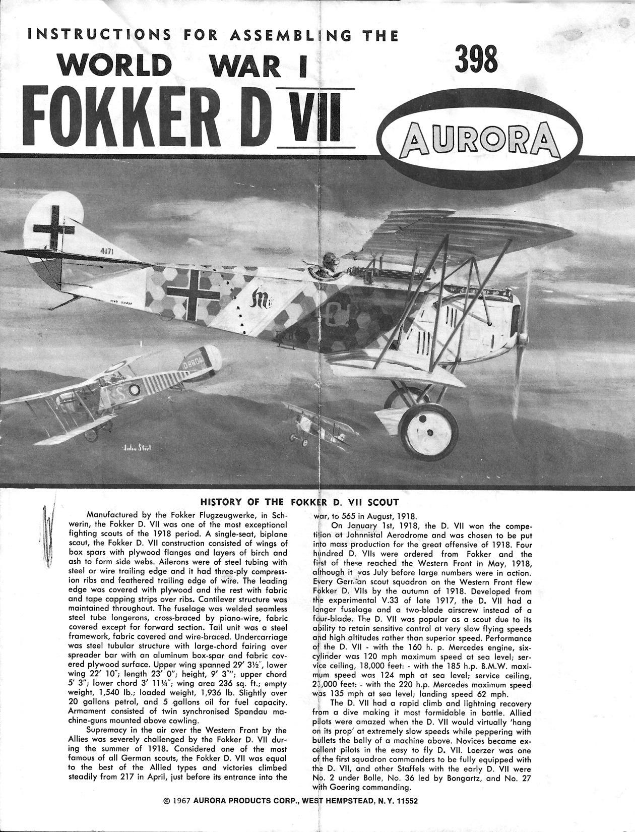 Aurora Fokker D7 giant scale model conversion