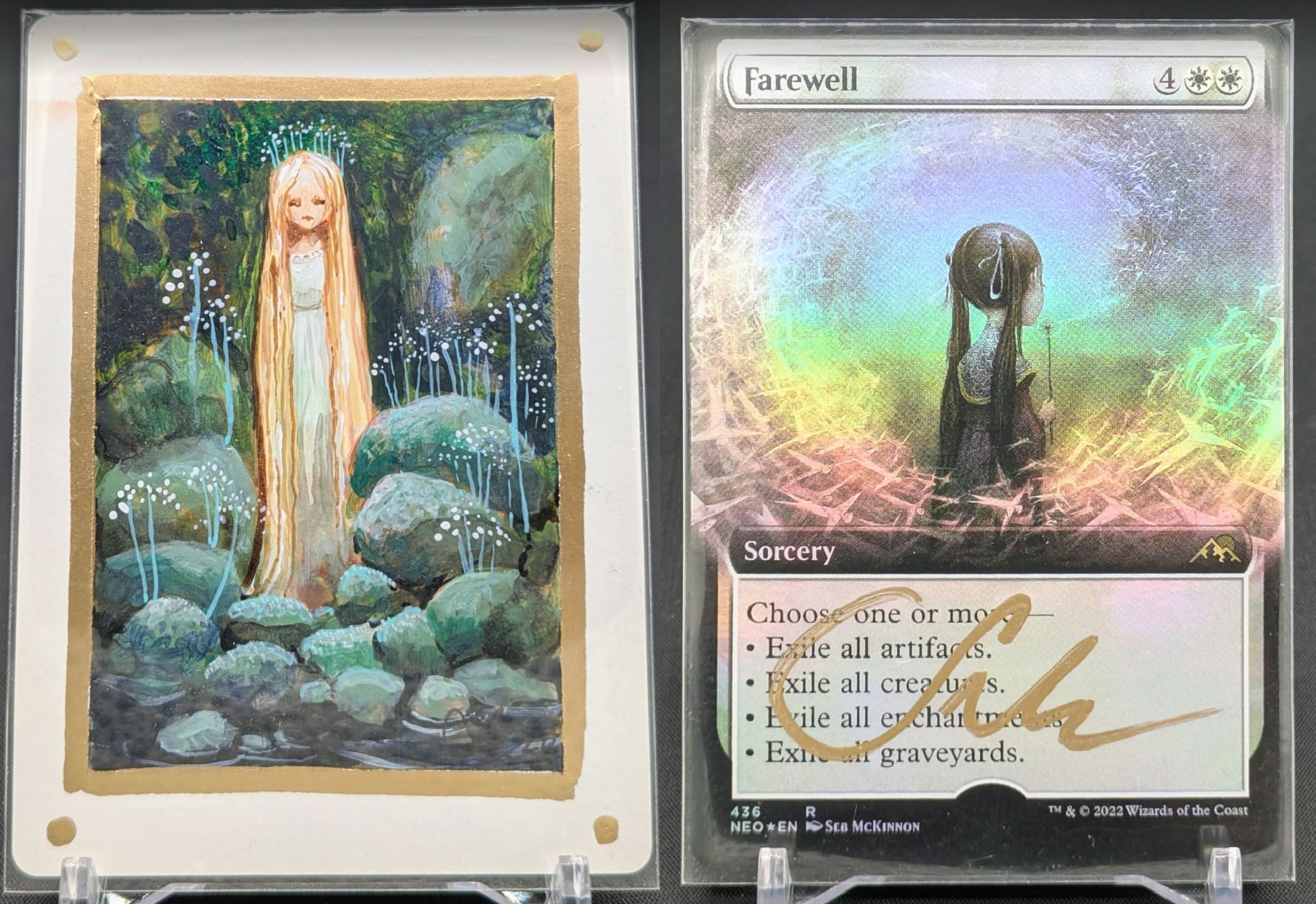 Altered MTG stasis card with Seb McKinnon artwork and painted