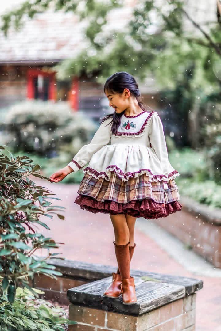 winter scene dress Reina Monroe Originals Woodland preorder details crafted with care NOV 24 DROP Mary Jane Shoes Women, color:Clay
