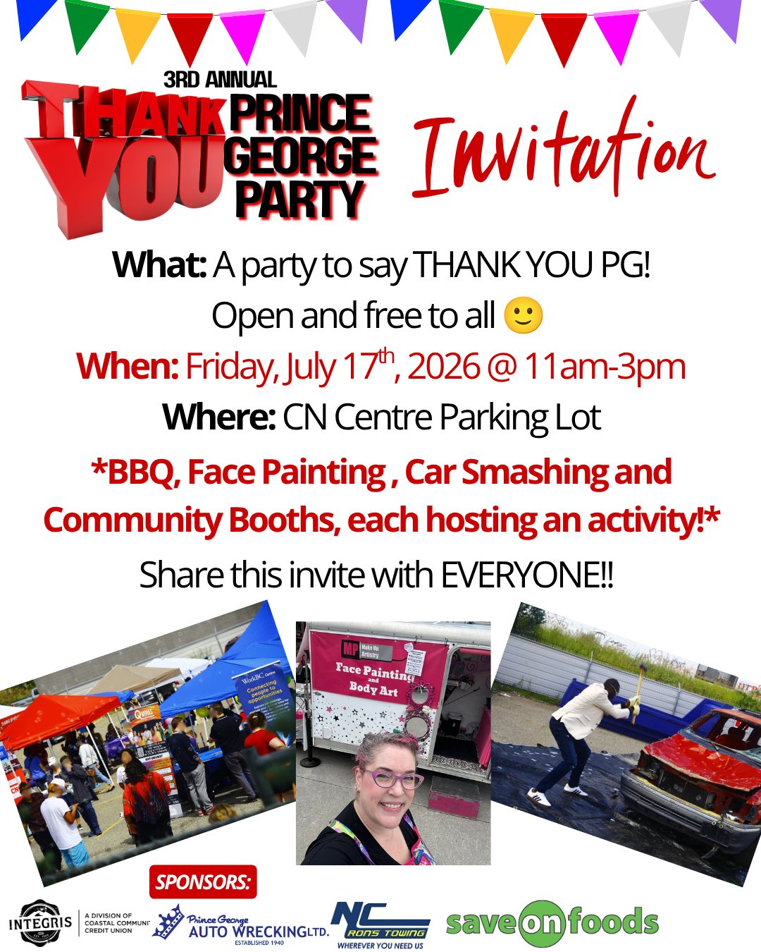 3rd annual Prince George thank you party on July 17th, 2026