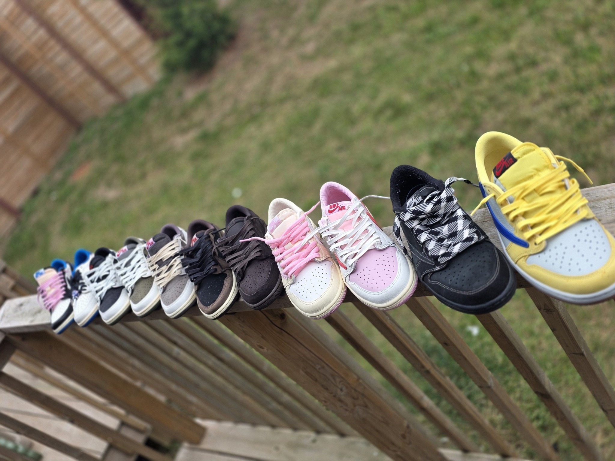 All shoes have only been worn once except for the pink/black and 