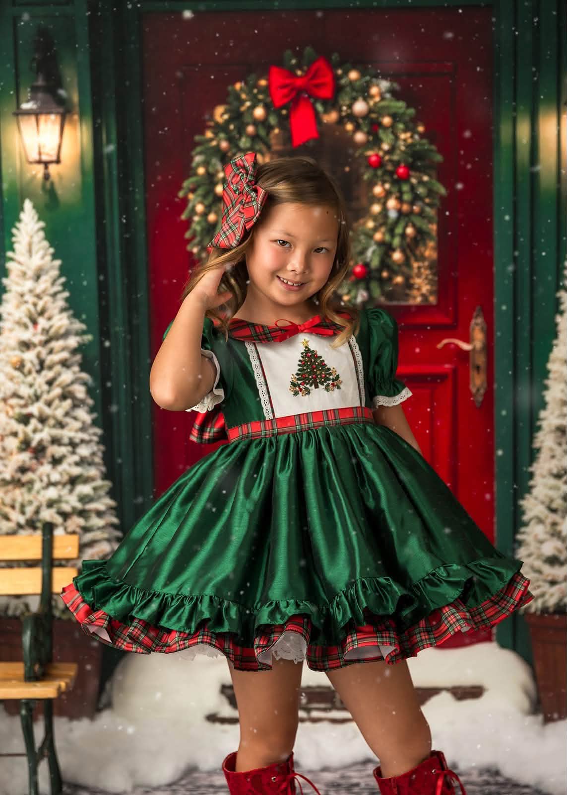 We love this pastel Christmas tree bubble and dress for the holidays. It also has a little shimmery thread in the fabric to give it an extra special festive feel!! So if