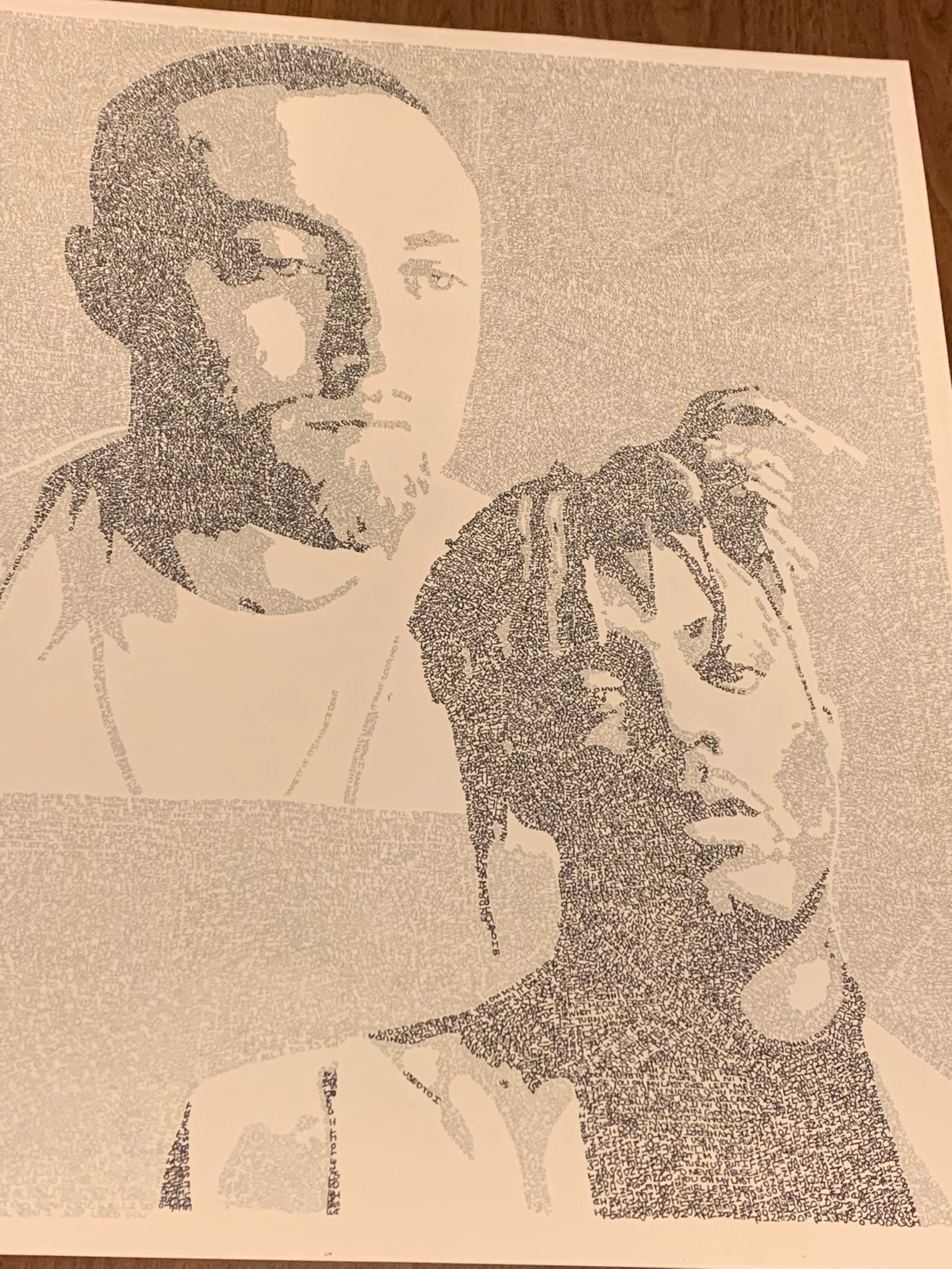 Mac Miller and Juice Wrld portrait made from song lyrics