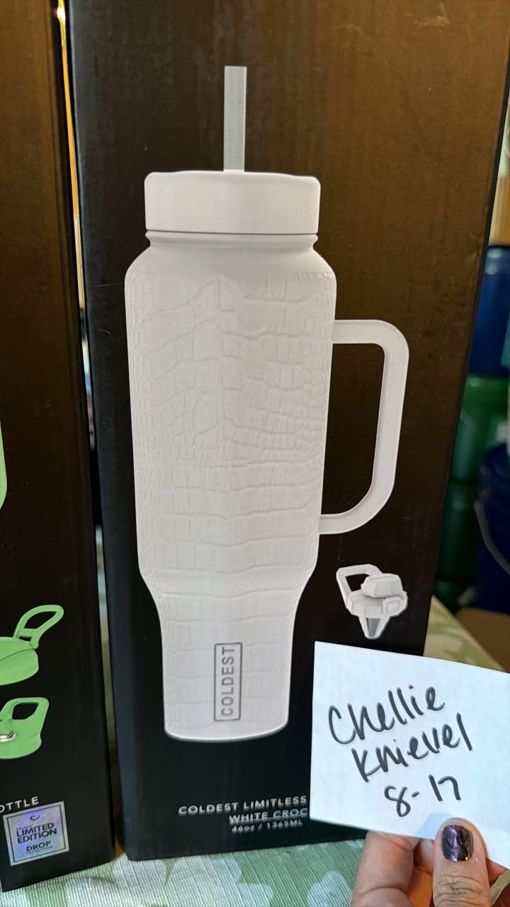 36 oz white handle cup trade for 46 oz white croc or $75 sale