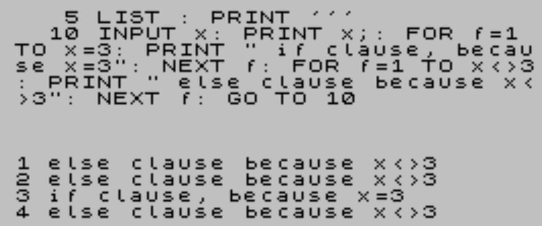 Implementing if-then-else on a single line in ZX Spectrum