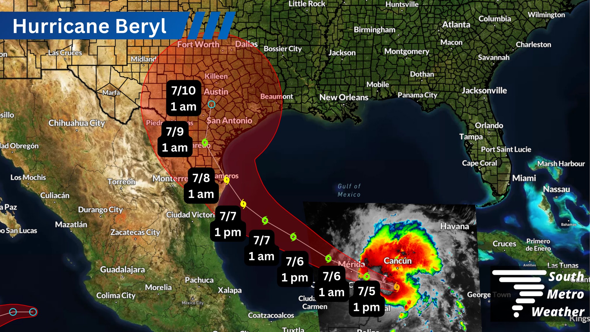 6:00 am, 7.5.24: Hurricane Beryl is... - South Metro Weather | Facebook
