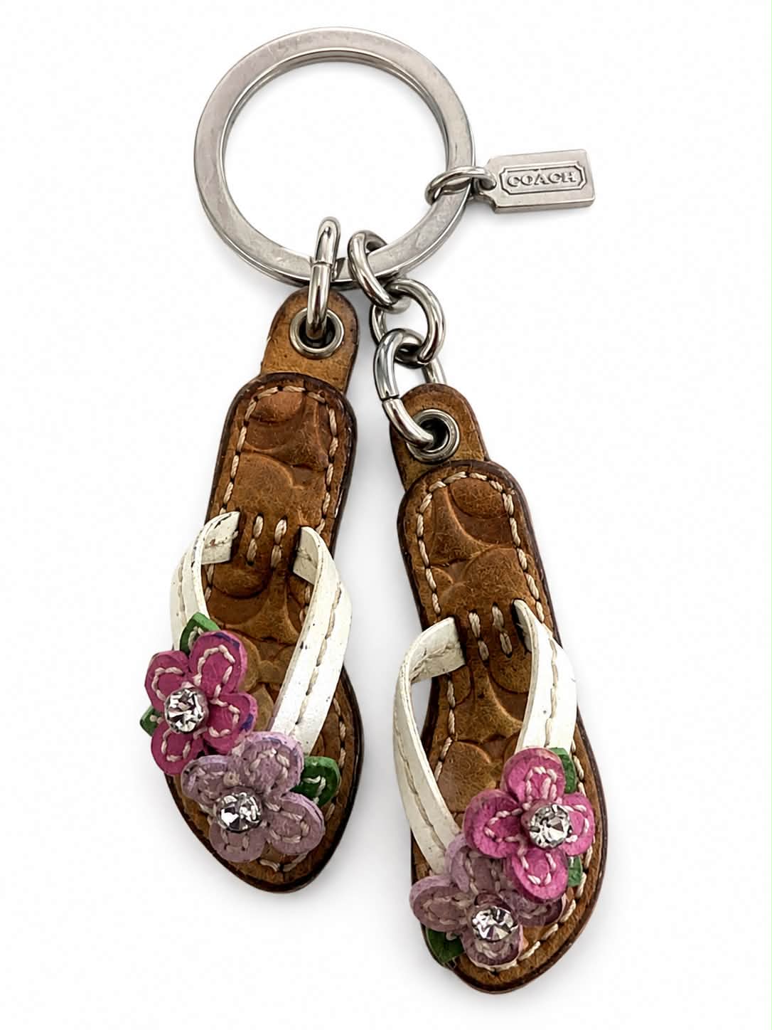 小物 vintagecoach Flower flip-flops keychain Vintage 2006 Coach Double Flip Flop Flower Bag Charm Key Fob for