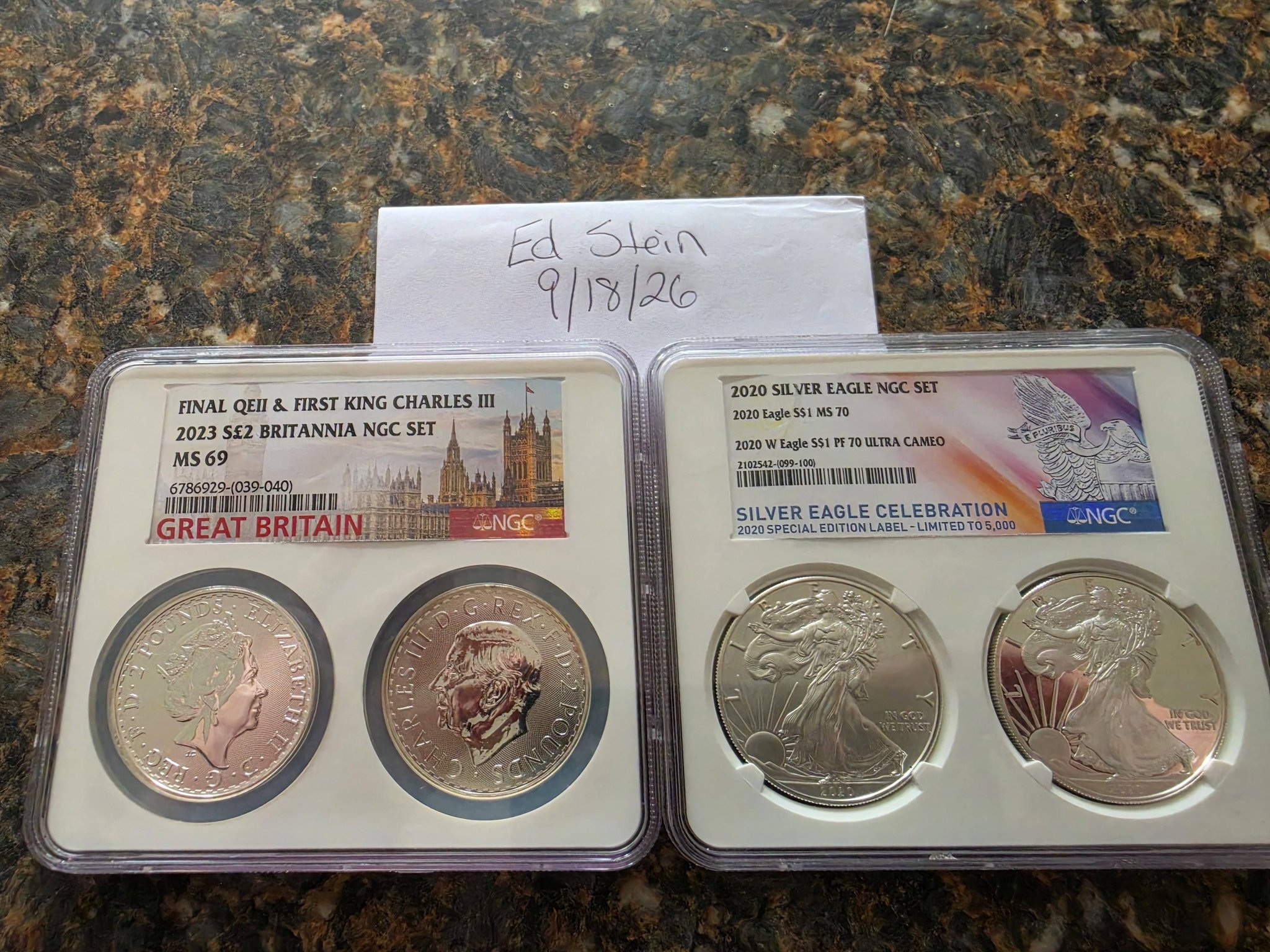 2020 NGC MS70 & PF70 Ultra Cameo Silver Eagle and 2023 NGC MS69