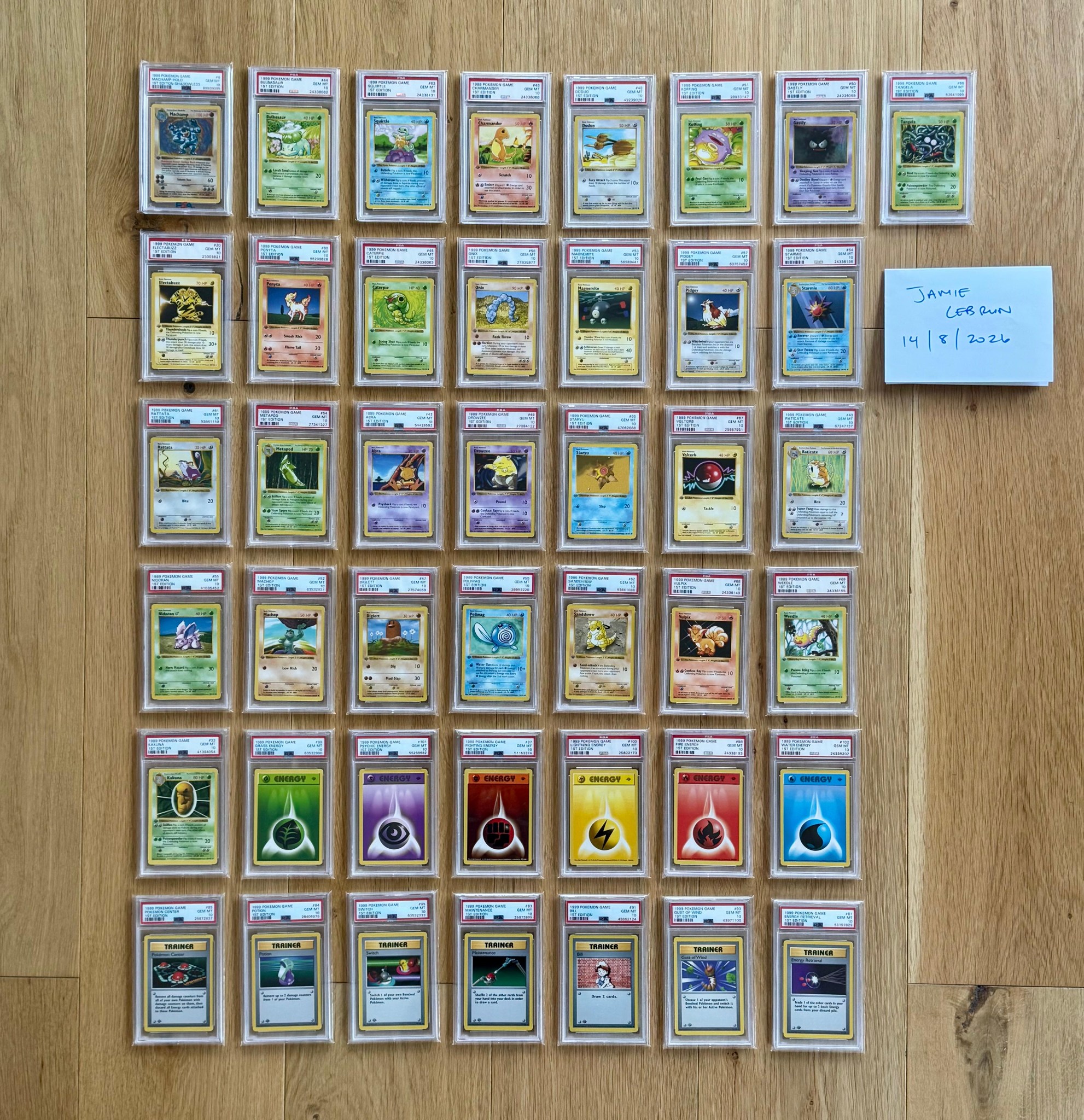 1999 Pokémon Base Set 1st Edition PSA 10 Collection for Sale