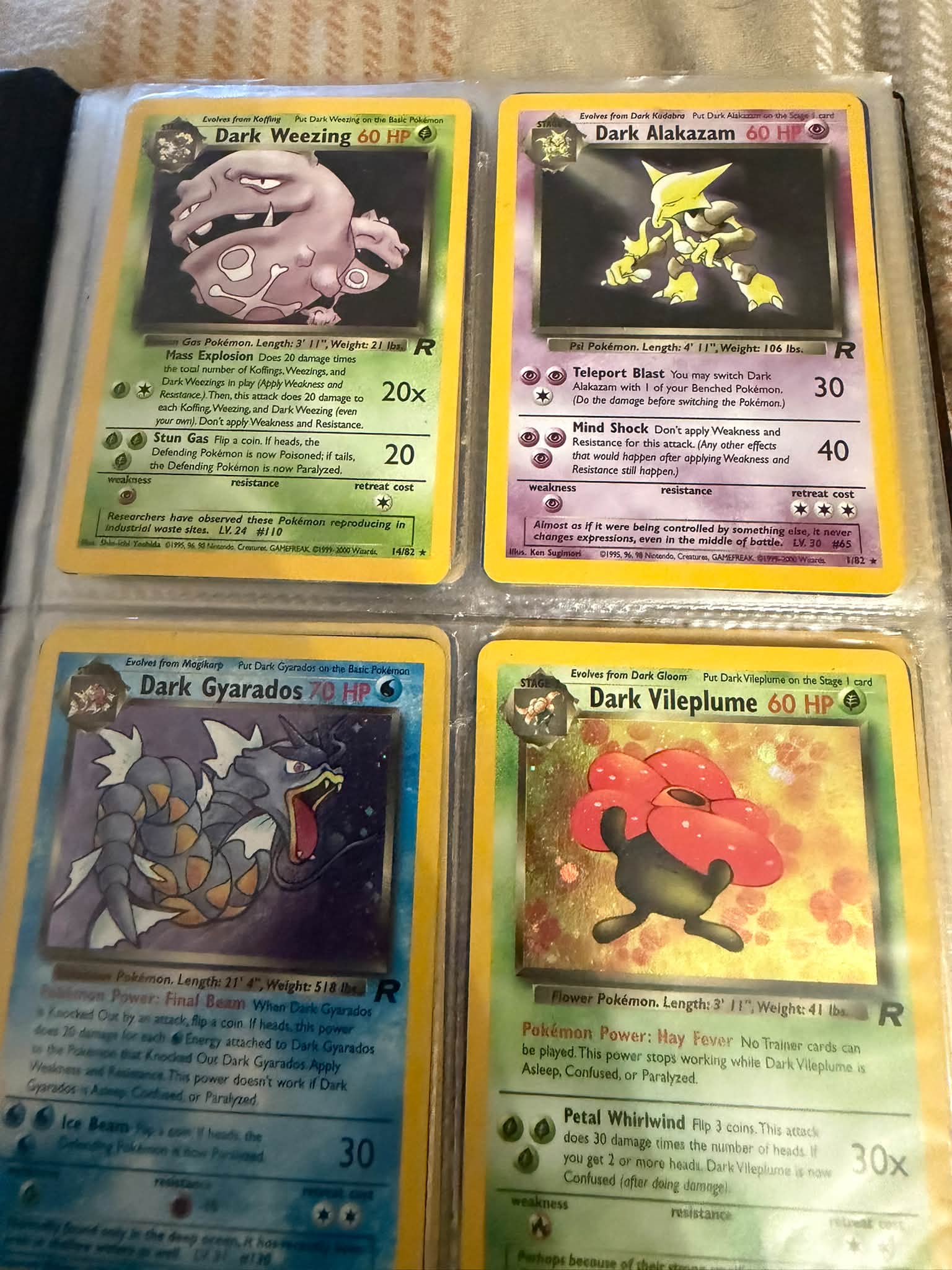 What are the values of vintage Pokémon cards featuring Dark