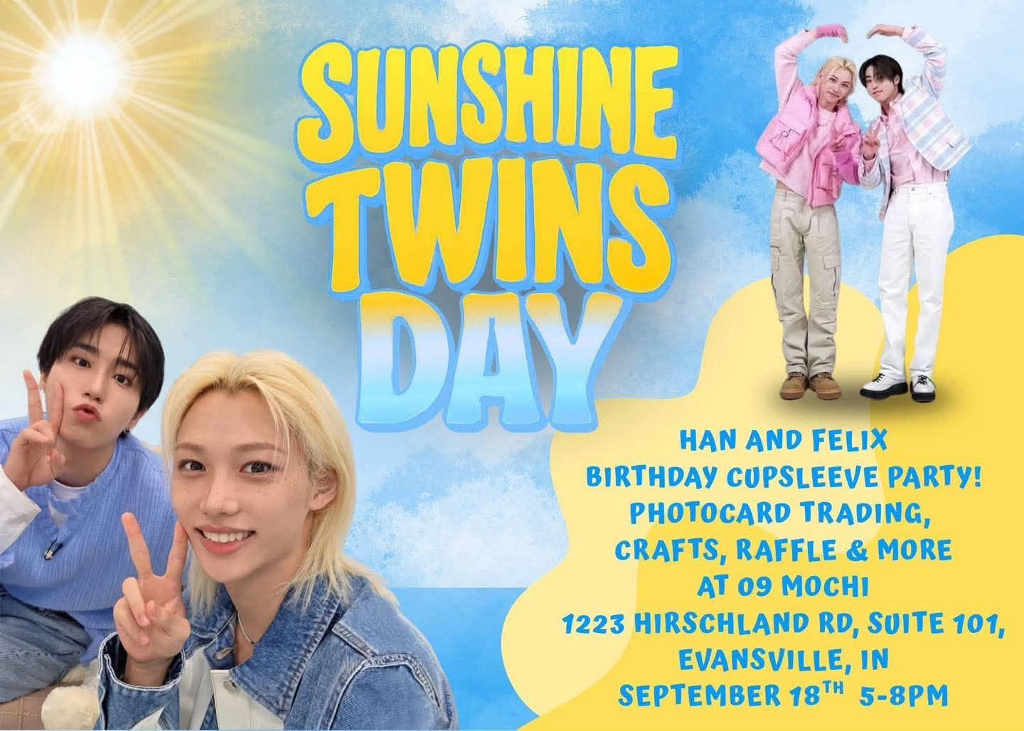 Stray Kids fans in Evansville, IN: Sunshine Twins Day cupsleeve