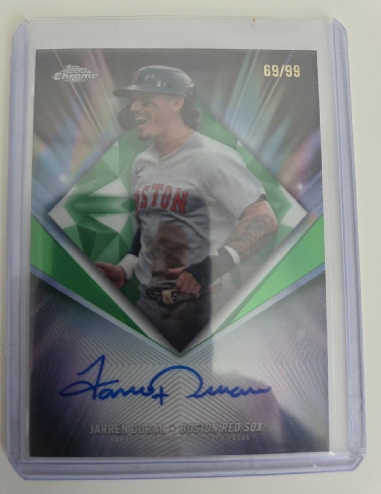 Jarren Duran Topps Chrome autograph card 69/99