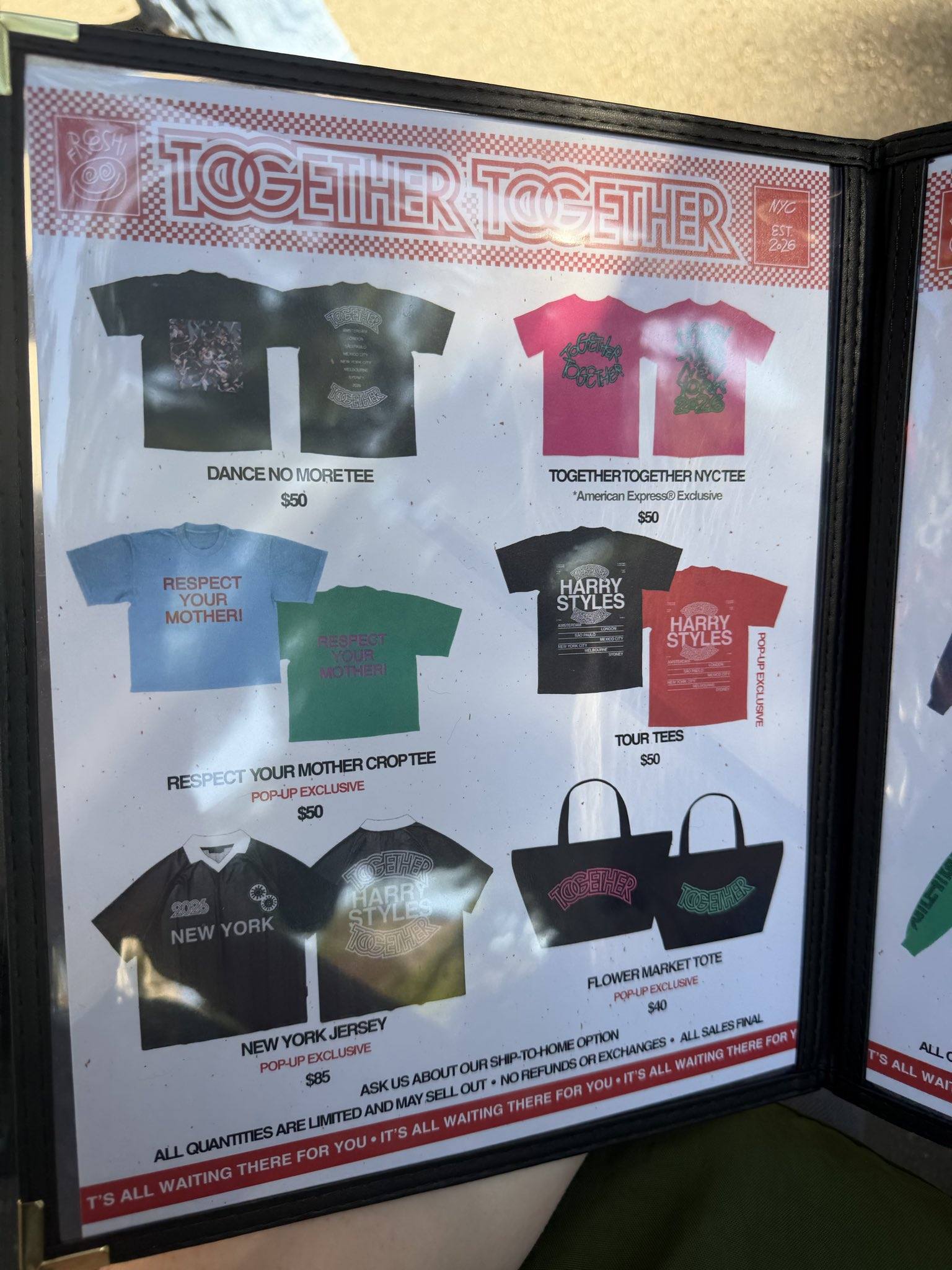 All of the merchandise from the Pop Up Stores is now on Harry's