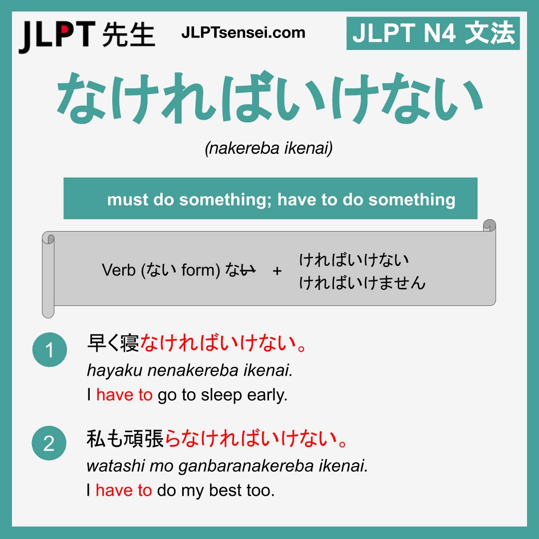 JLPT - JLPT N4 Grammar List Flashcards #jlpt #jlptsensei #jlptn5 # ...