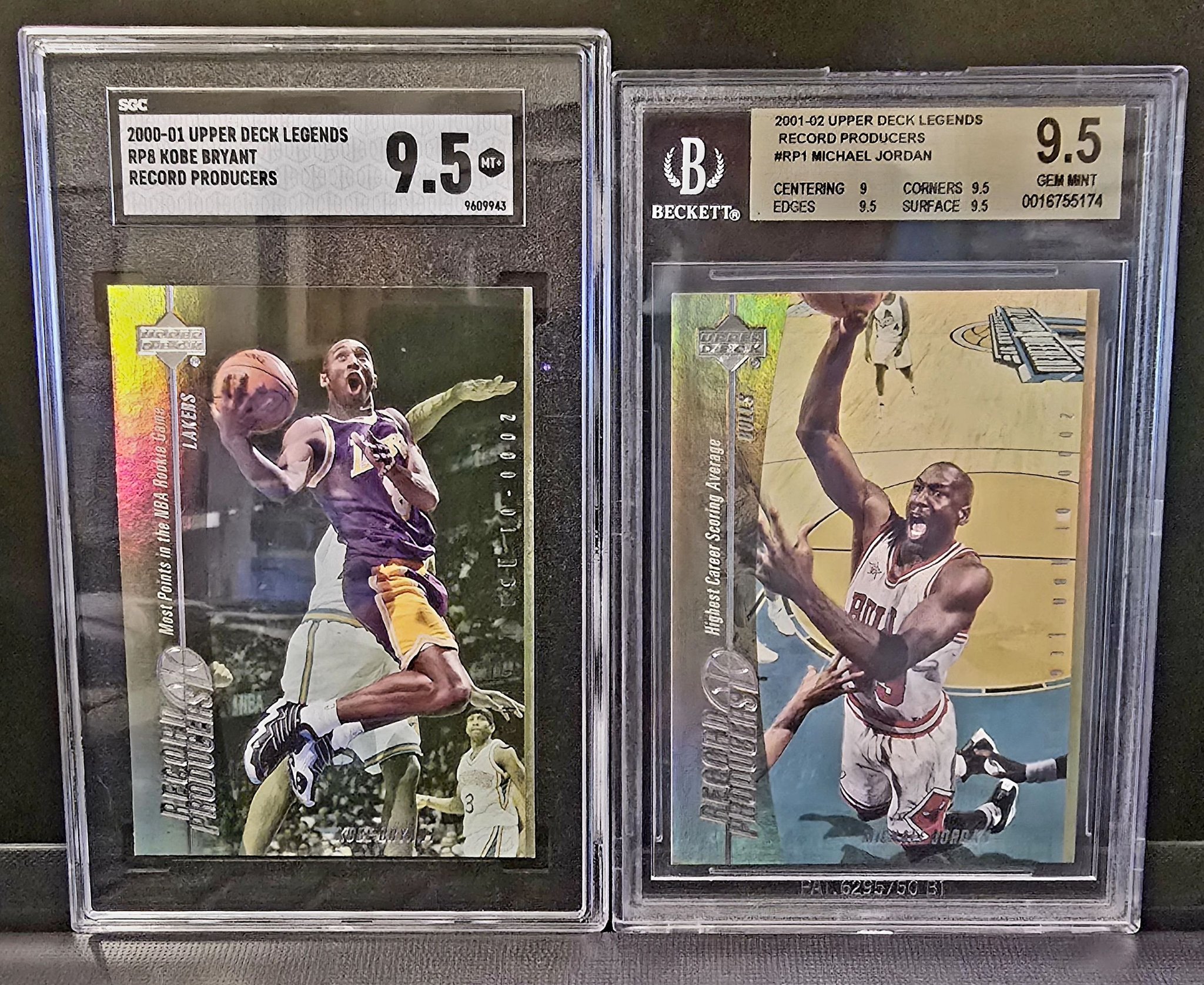 Kobe and Jordan matching sports card sets