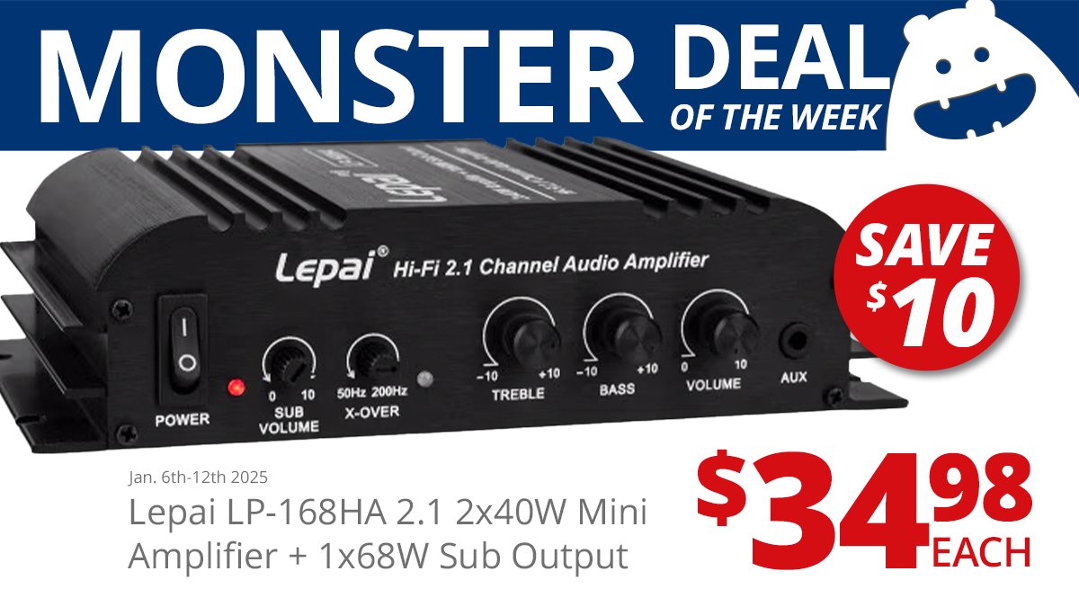 Mini Amplificatore Lepai LP-168HA 2.1 Canali 2x40W + Uscita Sub 1x68W