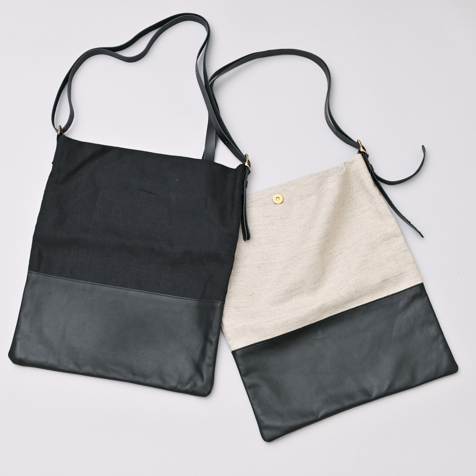 BASIC - リネン＆レザー ショルダーバッグ ¥17,600 11号帆布のリネンと 