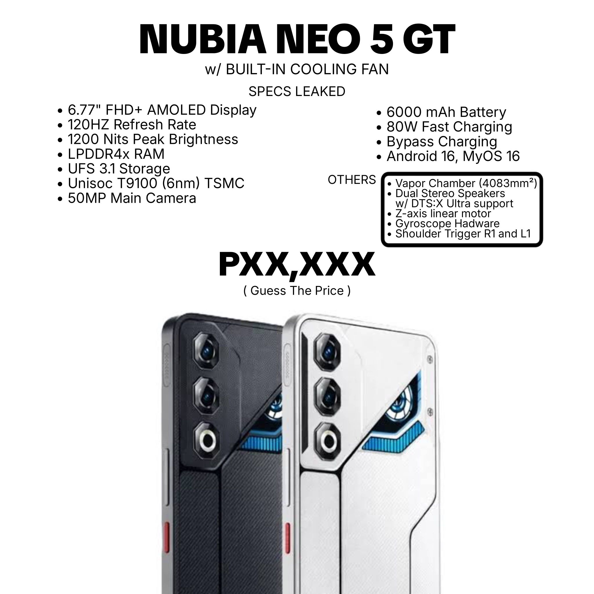 Nubia Neo 5 GT w/ Built-In Cooling Fan Specs Leaked Soon: https 