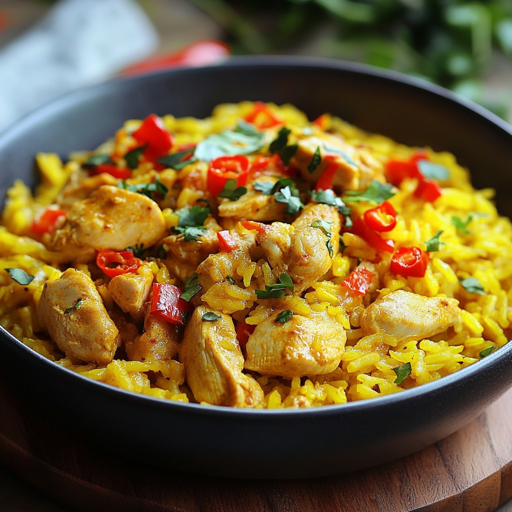 Recette - Riz jaune au poulet au curry Ingrédients (pour 4 personnes ...