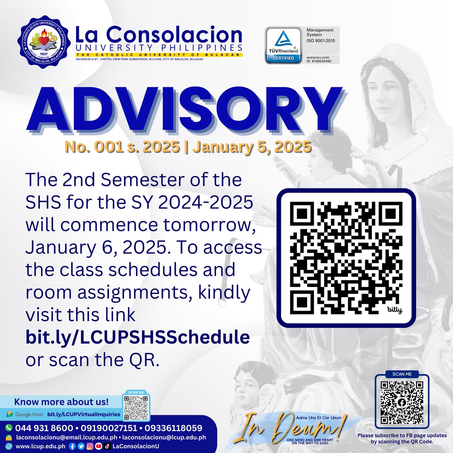 La - Advisory No. 001 s. 2025 | January 5, 2025 The 2nd Semester of the ...