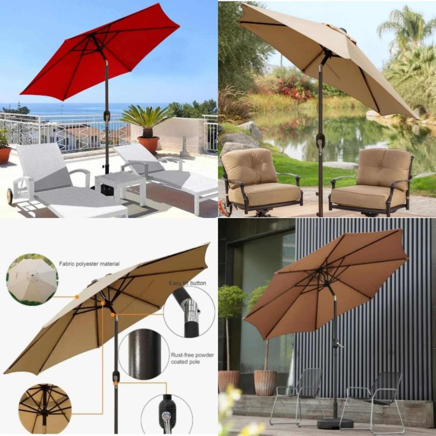 blissun rectangular patio umbrella 10' Outdoor Market Table Umbrella with Push Button Tilt and Crank (Tan) : Patio, Lawn & Garden Umbrella base is NOT included Blissun 9 feet patio umbrella