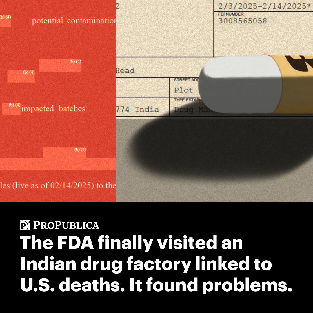 ProPublica - The FDA has found problems at an Indian... | Facebook