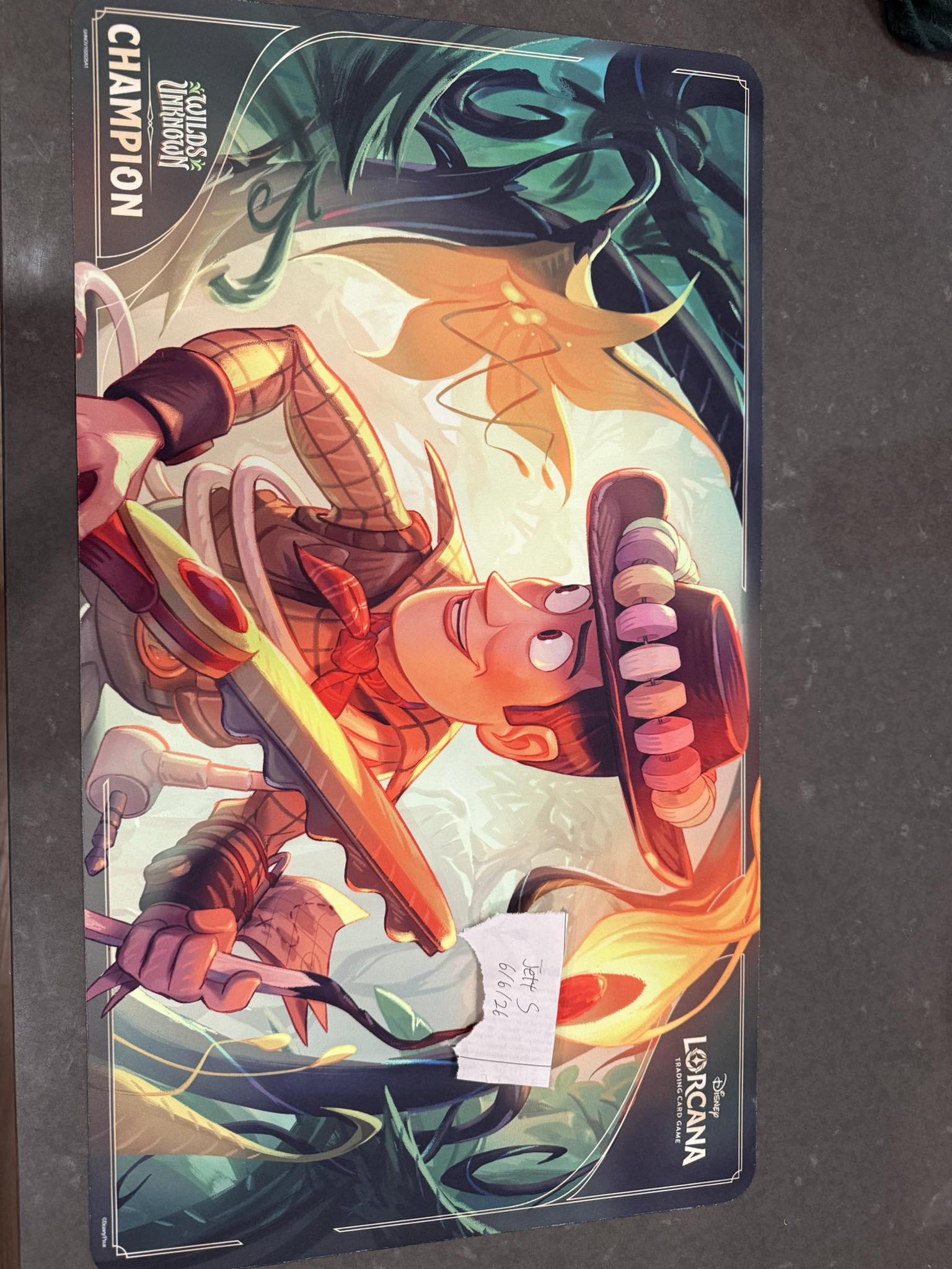 Are Disney Lorcana foil Woody playmats being used or stored?