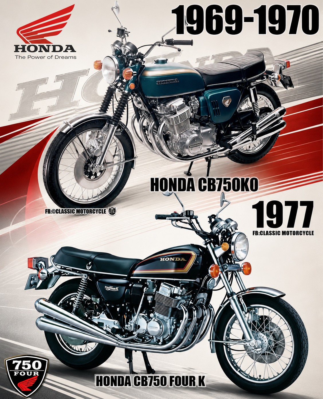 まろん Classic Honda CB 750 Four 🖤💙❤️ The Honda CB750 Four is widely