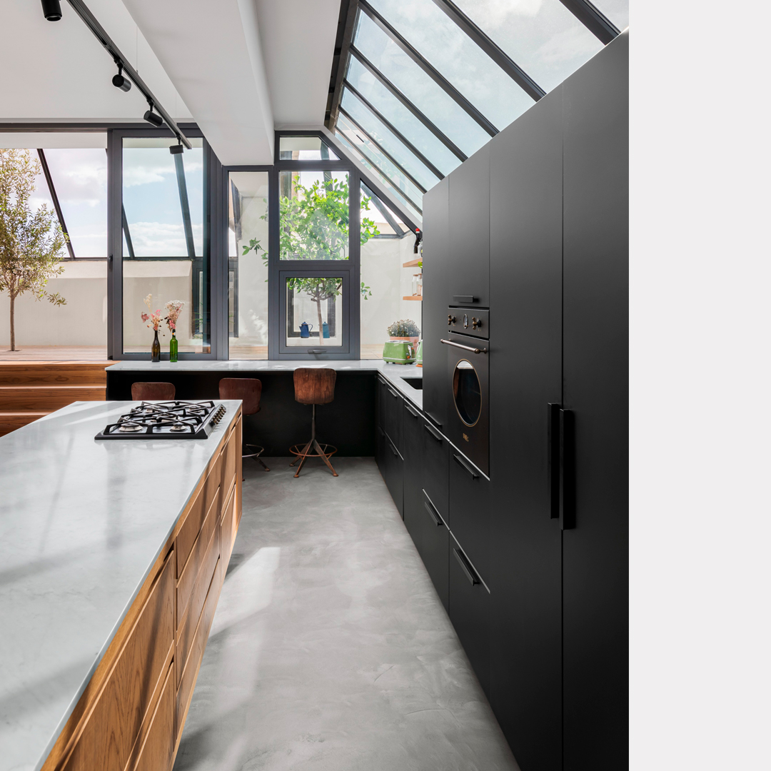 Image showcasing Cemher - The kitchen in this Maltese penthouse, with its...