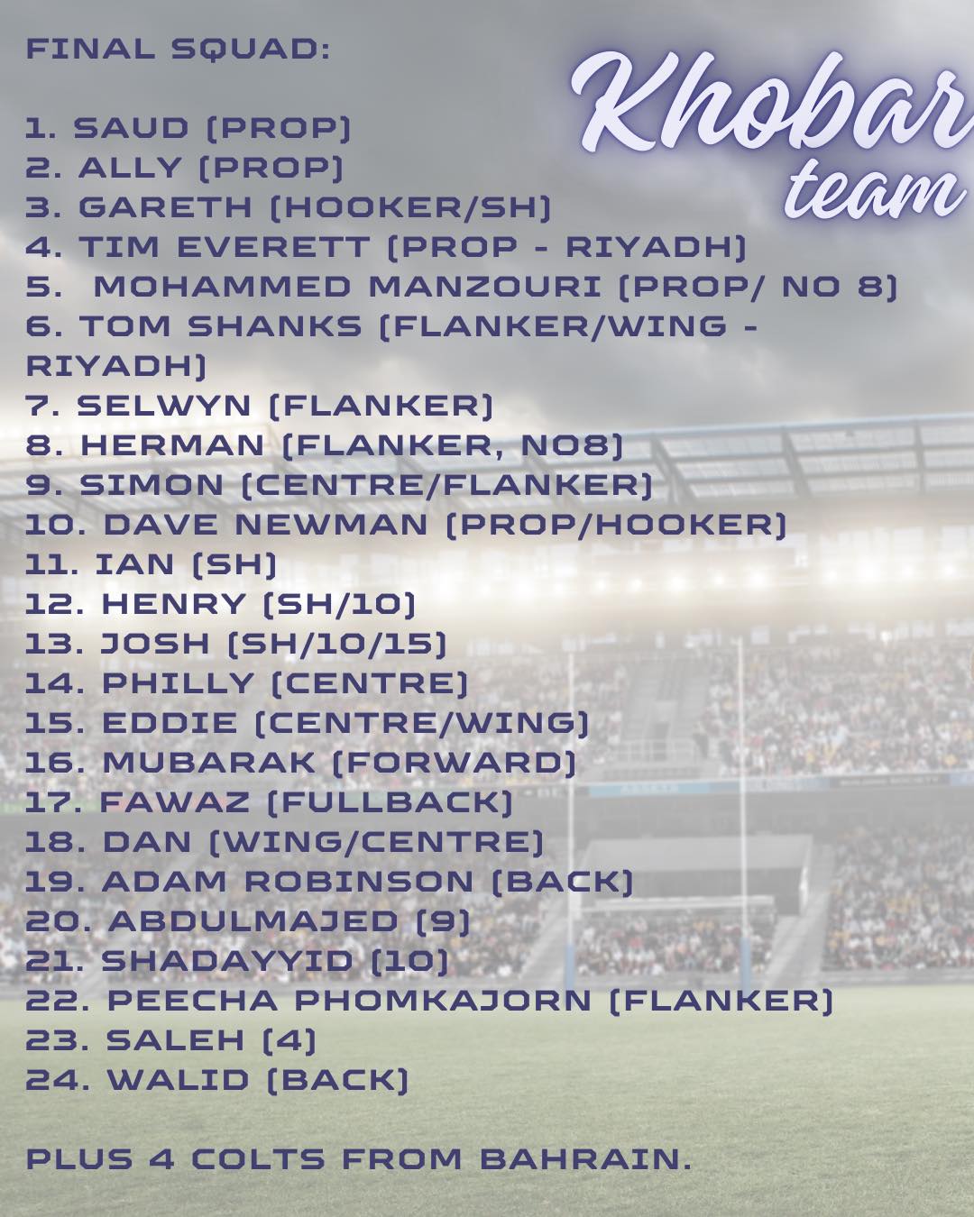Khobar - Khobar Rugby Club – Team Announcement 📣 We’re excited to ...