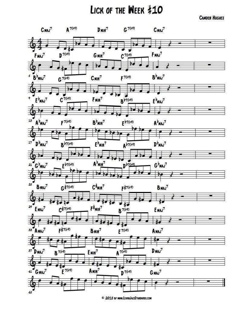 Jazz piano sheet music for Lick of the Week #10