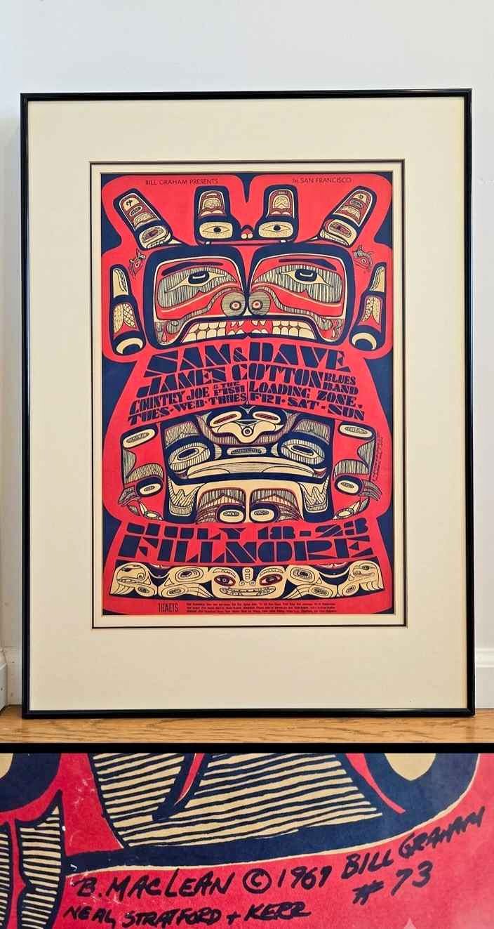 1967 Bill Graham BG-73 Fillmore poster by B. MacLean, Shows of Sam